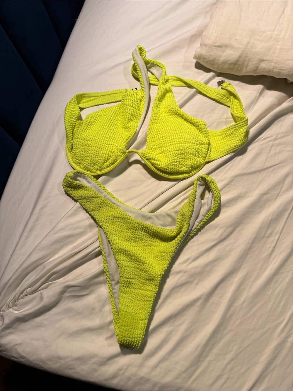 Neon Yellow Textured Bikini Set